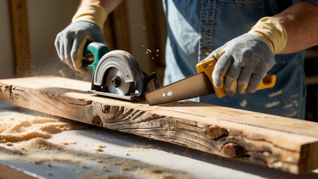 Cut & Sand the Reclaimed Board Cut & Sand the Reclaimed Board