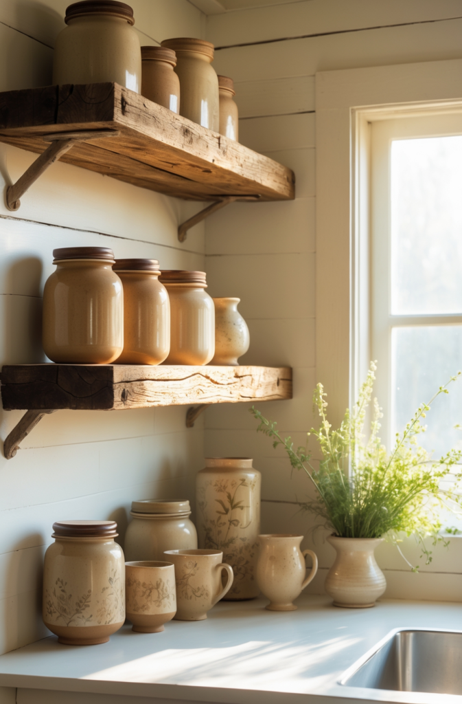 Floating kitchen shelves